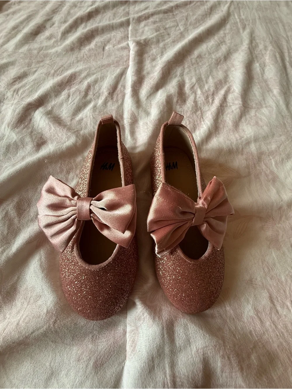 Girls Sparkle Bow Flats - Pink
